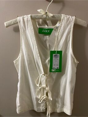 JJXX White Linen Sleeveless Top